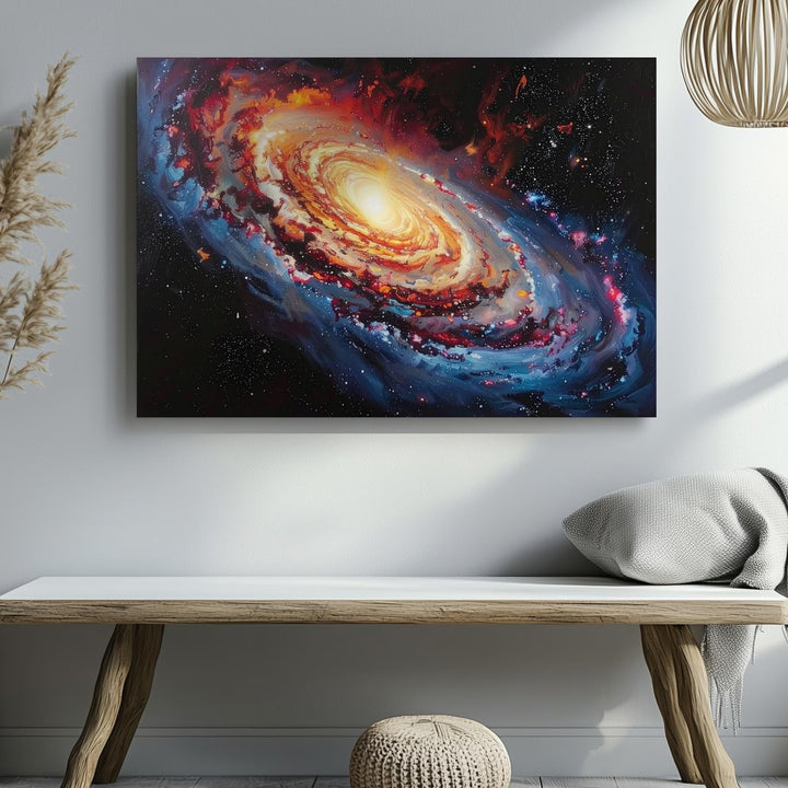 Molten Core Galaxy Canvas – Fiery Spiral in Orange, Red & Blue Gas - Gifitto