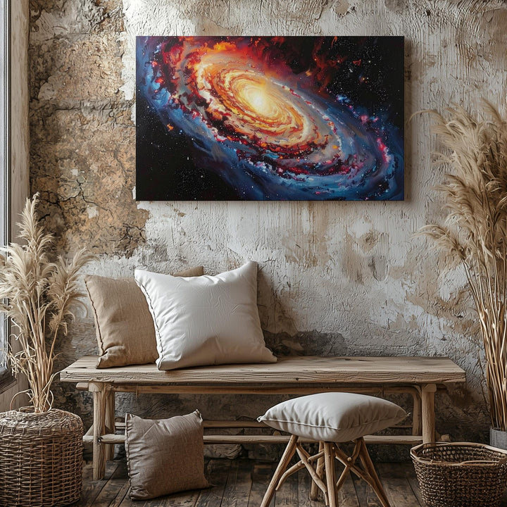 Molten Core Galaxy Canvas – Fiery Spiral in Orange, Red & Blue Gas - Gifitto