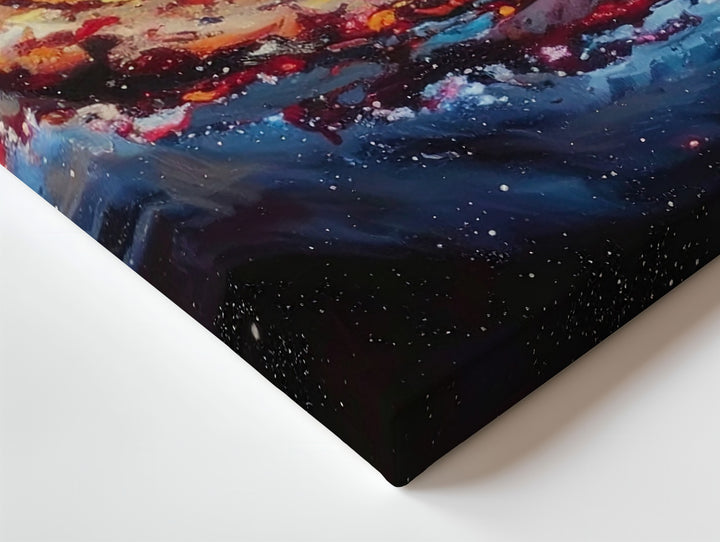 Molten Core Galaxy Canvas – Fiery Spiral in Orange, Red & Blue Gas - Gifitto