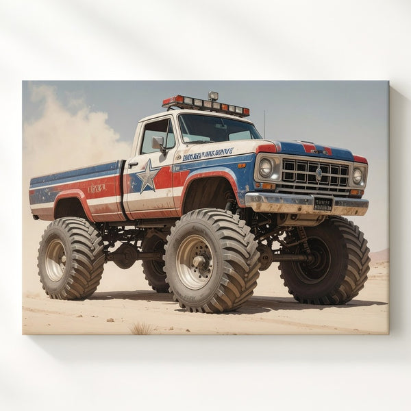 Desert Patriot Canvas – Vintage Off-Road Truck in Americana Colors - Gifitto