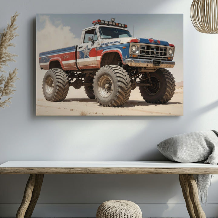 Desert Patriot Canvas – Vintage Off-Road Truck in Americana Colors - Gifitto