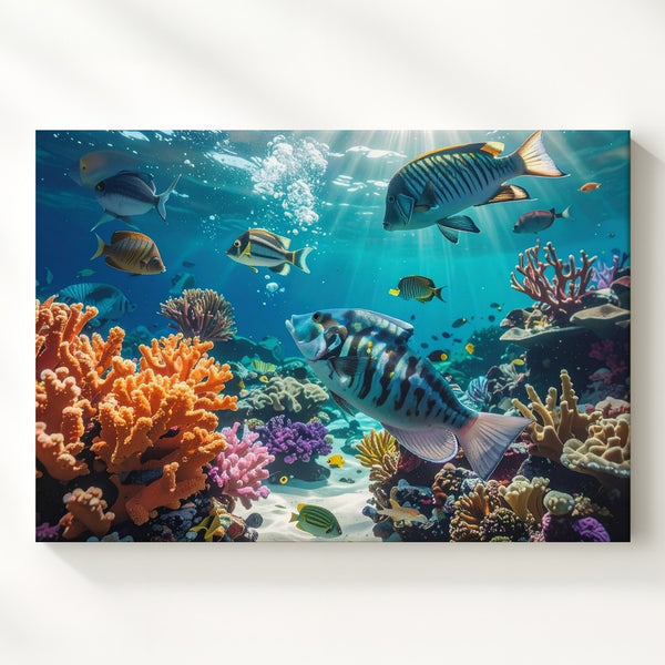 Tropical Coral Reef Canvas – Vibrant Underwater Photography Wall Art
