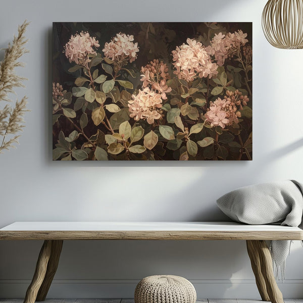 Vintage Botanical Study Canvas – Lush Foliage & Soft Floral Wall Art - Gifitto