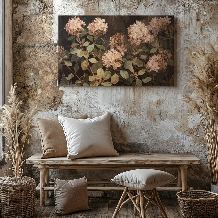 Vintage Botanical Study Canvas – Lush Foliage & Soft Floral Wall Art - Gifitto