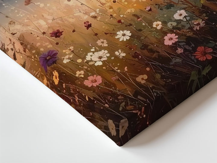 Golden Hour Wildflower Canvas – Dreamy Floral Field at Dusk Wall Art - Gifitto