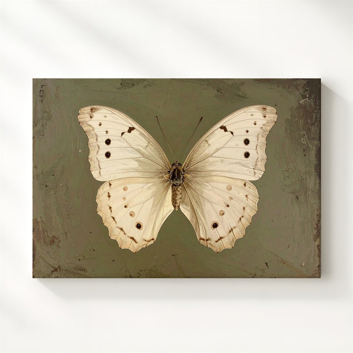 Cream Butterfly Botanical Canvas – Vintage Entomology-Inspired Wall Art - Gifitto