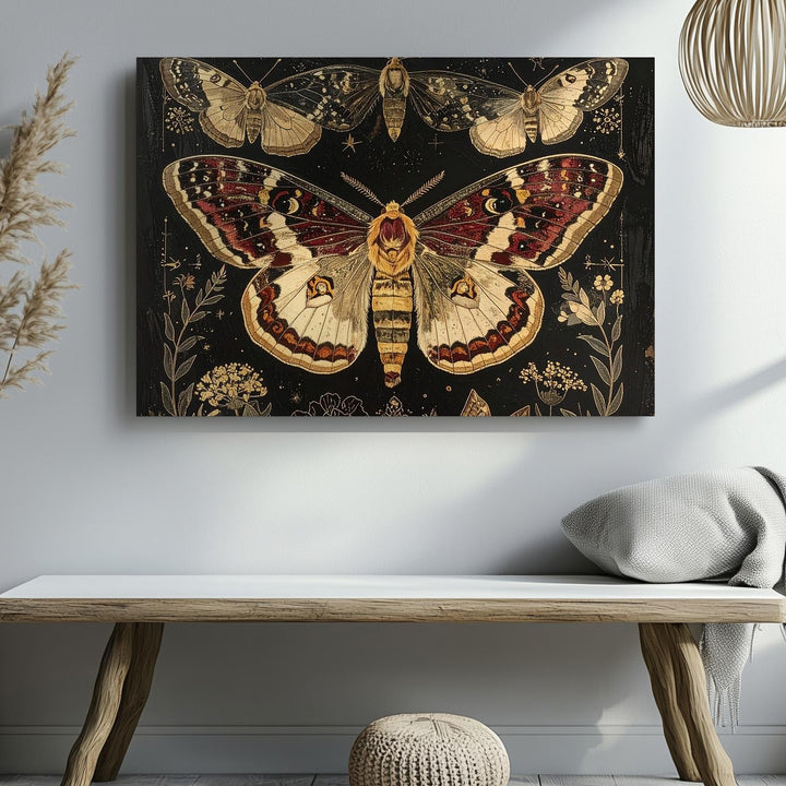 Mystic Moth & Butterfly Canvas – Vintage Botanical Insect Illustration Art - Gifitto