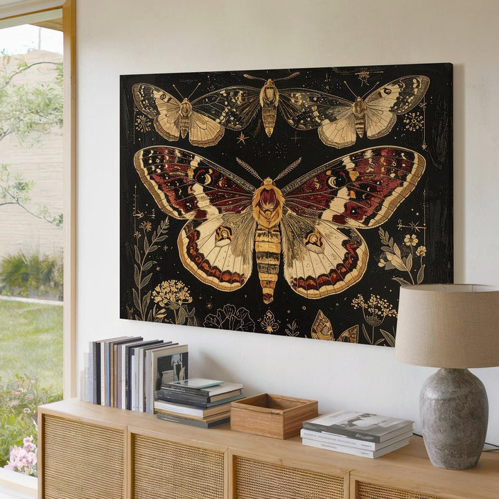 Mystic Moth & Butterfly Canvas – Vintage Botanical Insect Illustration Art - Gifitto