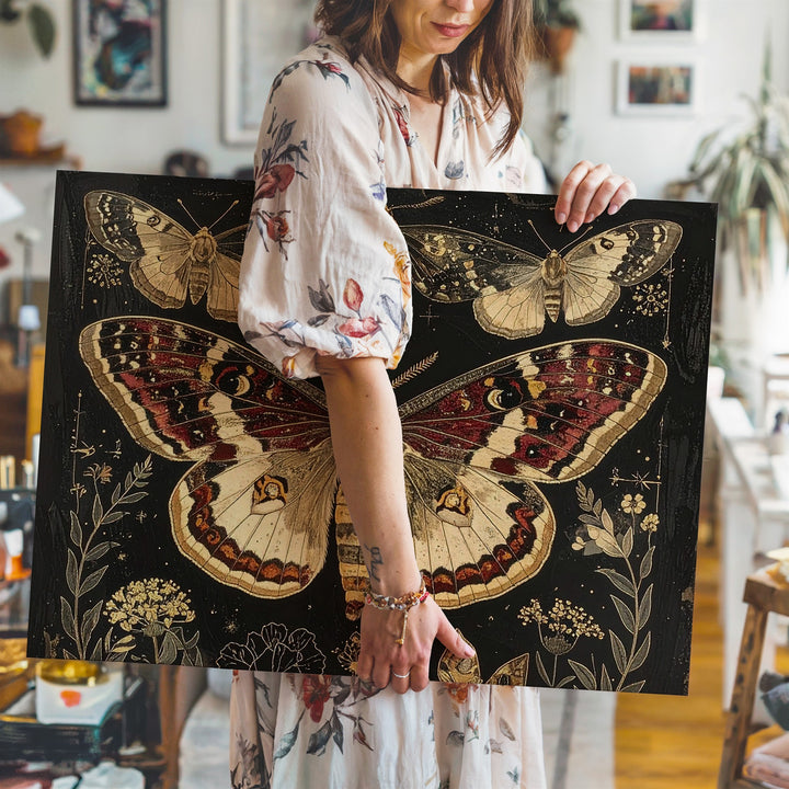 Mystic Moth & Butterfly Canvas – Vintage Botanical Insect Illustration Art - Gifitto