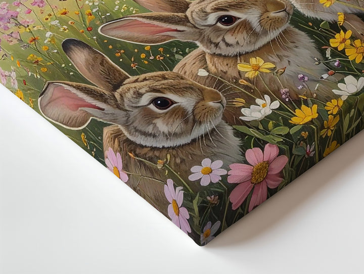 Countryside Rabbits Canvas – Peaceful Meadow Wall Art - Gifitto