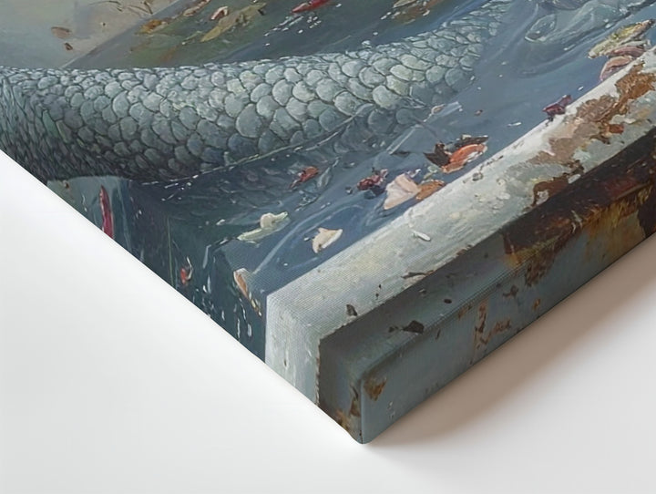 Moonlit Mermaid Reading Canvas – Serene Fantasy Bathtub Scene Wall Art - Gifitto