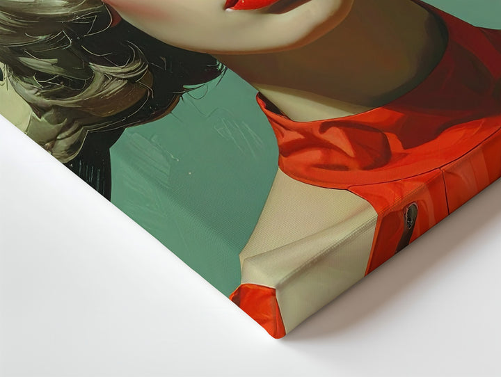 Vinyl Crowned Woman Canvas – Surreal Portrait in Red with Record Hair - Gifitto