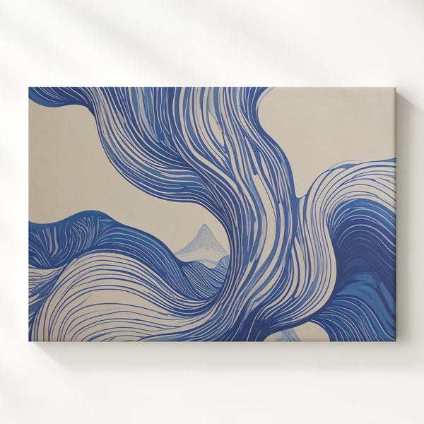 Fluid Blue Lines Canvas – Abstract Art of Water-Inspired Movement - Gifitto