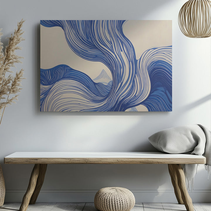 Fluid Blue Lines Canvas – Abstract Art of Water-Inspired Movement - Gifitto