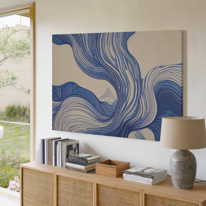 Fluid Blue Lines Canvas – Abstract Art of Water-Inspired Movement - Gifitto