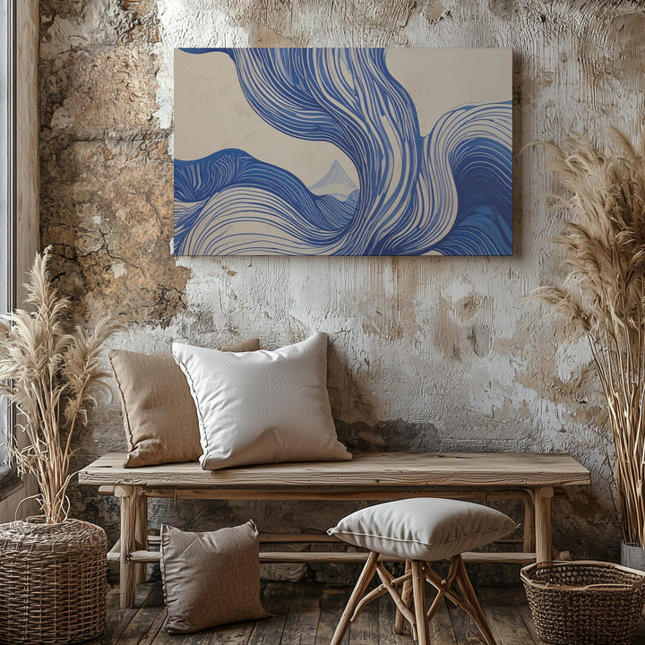 Fluid Blue Lines Canvas – Abstract Art of Water-Inspired Movement - Gifitto
