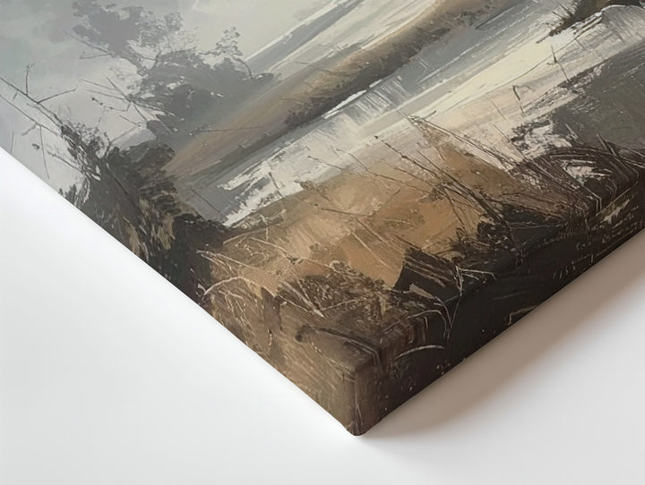 Whispers in the Mist Canvas – Minimalist Foggy Marshland Landscape Art - Gifitto