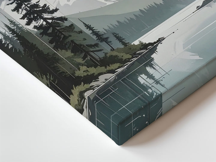 Cinematic Alpine Reflection Canvas – Snowy Peaks & Pine Lake Serenity Art - Gifitto