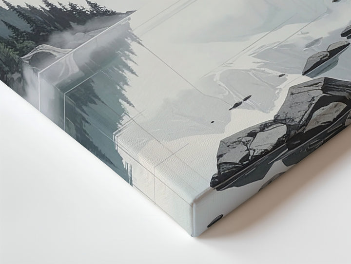 Misty Alpine Reflection Canvas – Tranquil Lake & Snowy Mountain Wall Art - Gifitto