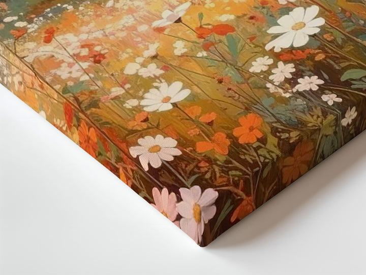 Summer Meadow Harmony Canvas – Warm Wildflower & Pine Landscape Art - Gifitto