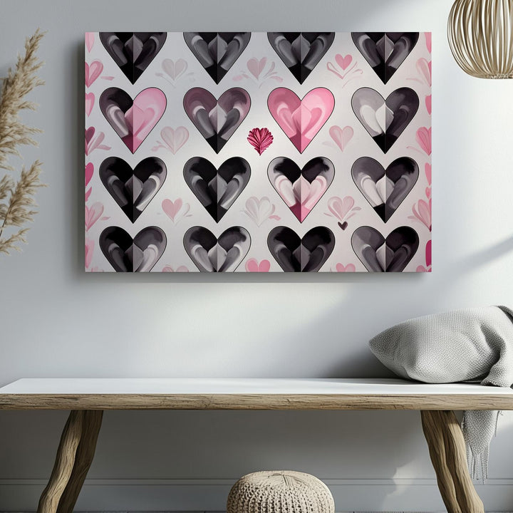 Standout Heart Canvas – Modern Minimalist Love Grid Art - Gifitto