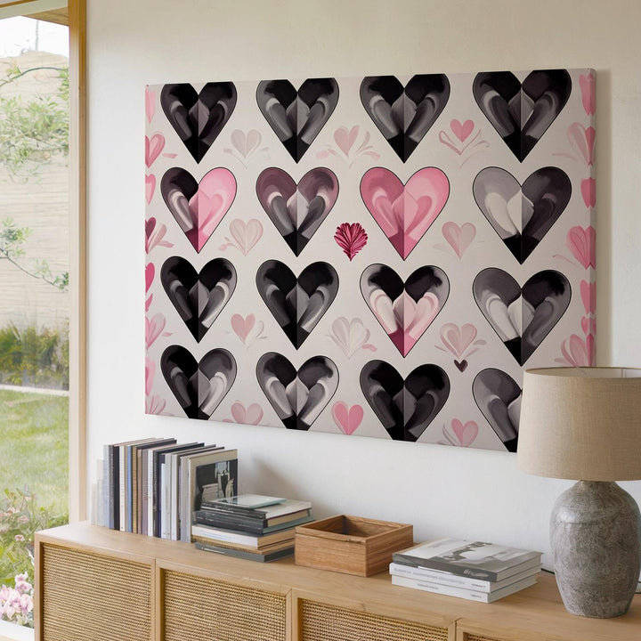 Standout Heart Canvas – Modern Minimalist Love Grid Art - Gifitto