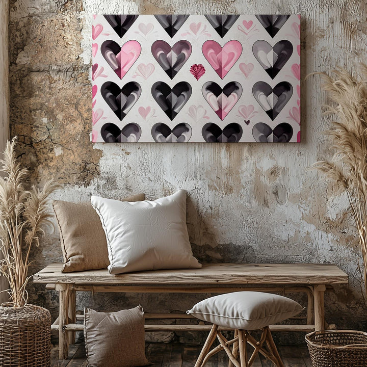 Standout Heart Canvas – Modern Minimalist Love Grid Art - Gifitto