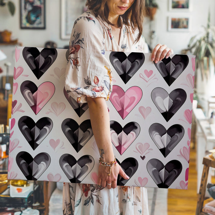 Standout Heart Canvas – Modern Minimalist Love Grid Art - Gifitto