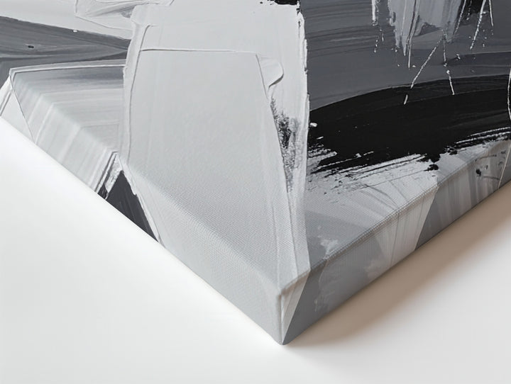 Intersecting Forces Canvas – Grayscale Abstract Brushstroke Art - Gifitto