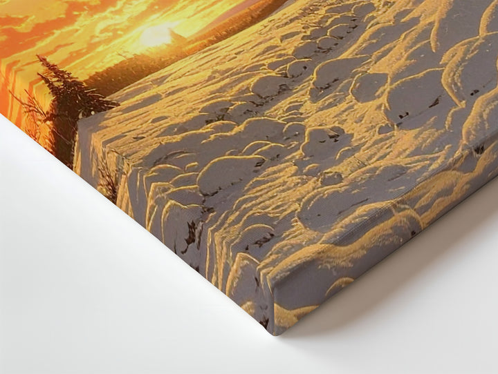 Winter Ember Horizon Canvas – Sunset Over Snowy Field Landscape - Gifitto