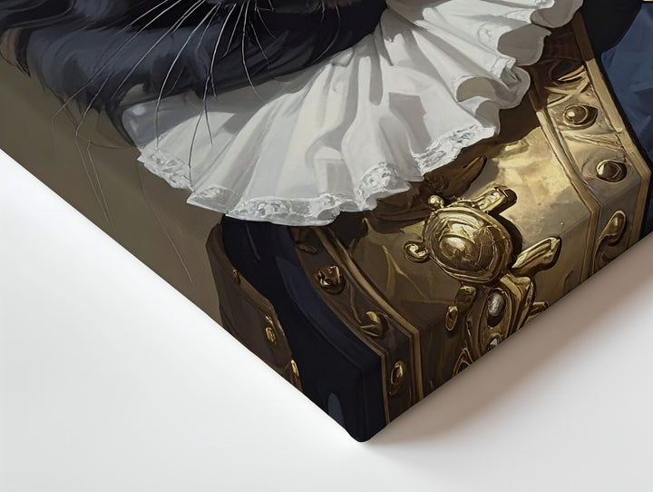 Regal Black Cat Canvas – 17th Century Aristocratic Feline Portrait - Gifitto