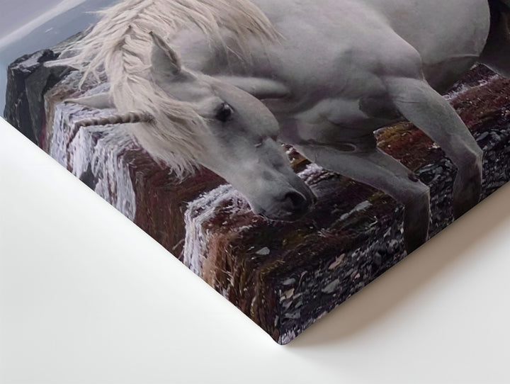 Silent Grace Unicorn Canvas – Minimalist Snow Fantasy Wall Art - Gifitto
