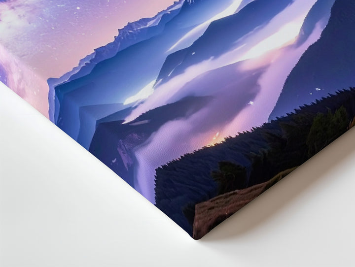 Milky Way Over Mountains Canvas – Serene Night Sky Landscape Wall Art - Gifitto
