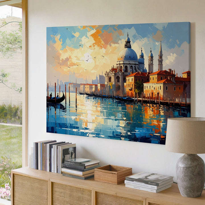 Golden Reflections Canvas – Tranquil Middle Eastern Waterside Cityscape - Gifitto
