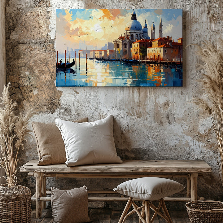 Golden Reflections Canvas – Tranquil Middle Eastern Waterside Cityscape - Gifitto