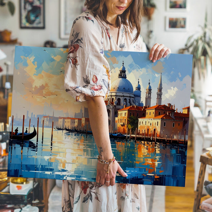 Golden Reflections Canvas – Tranquil Middle Eastern Waterside Cityscape - Gifitto