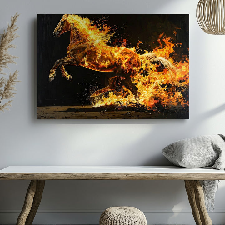 Inferno Horse Canvas – Fiery Elemental Speed & Power Wall Art - Gifitto