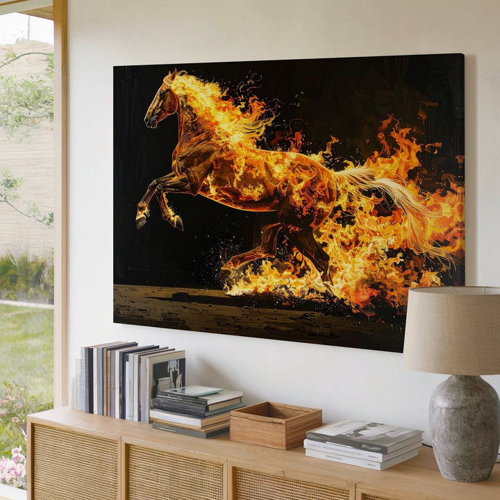 Inferno Horse Canvas – Fiery Elemental Speed & Power Wall Art - Gifitto