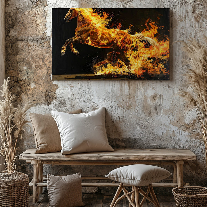 Inferno Horse Canvas – Fiery Elemental Speed & Power Wall Art - Gifitto