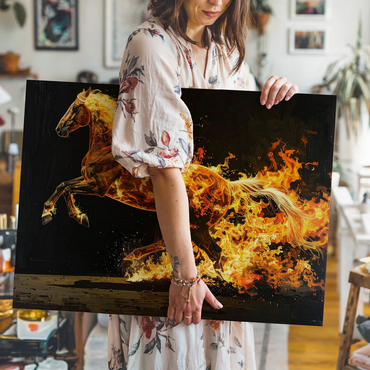 Inferno Horse Canvas – Fiery Elemental Speed & Power Wall Art - Gifitto