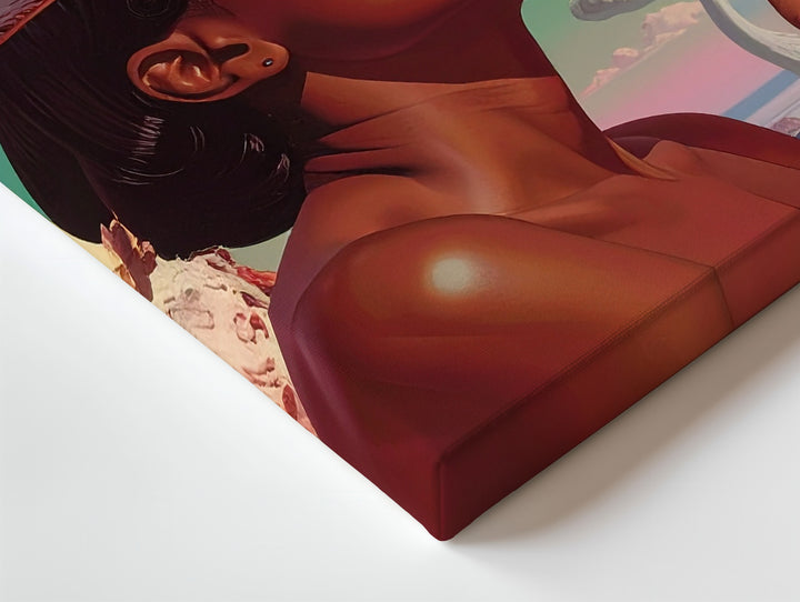 Psychedelic Smoke & Mushrooms Canvas – Surreal Retro-Futuristic Woman Wall Art - Gifitto