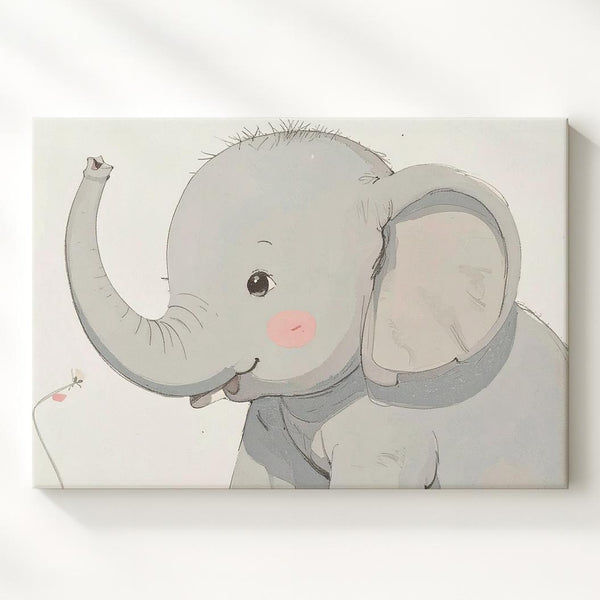 Minimalist Baby Elephant Canvas – Gentle Nursery Wall Art - Gifitto