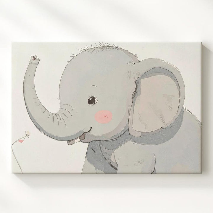 Minimalist Baby Elephant Canvas – Gentle Nursery Wall Art - Gifitto