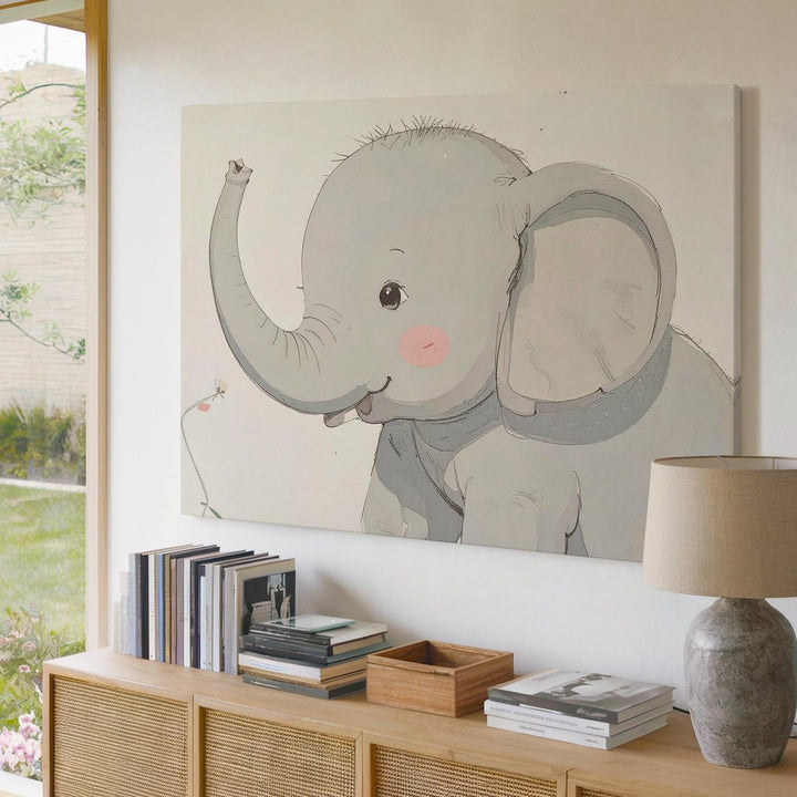 Minimalist Baby Elephant Canvas – Gentle Nursery Wall Art - Gifitto