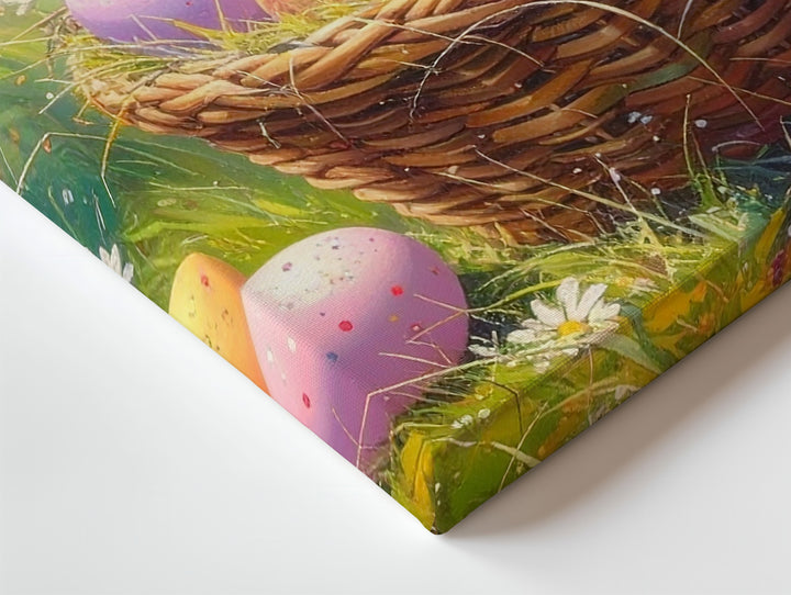 Easter Egg Basket Canvas – Vibrant Springtime Wall Art - Gifitto