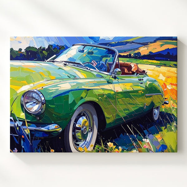 Van Gogh-Inspired Convertible Canvas – Vintage Sports Car in Vibrant Impressionist Style - Gifitto
