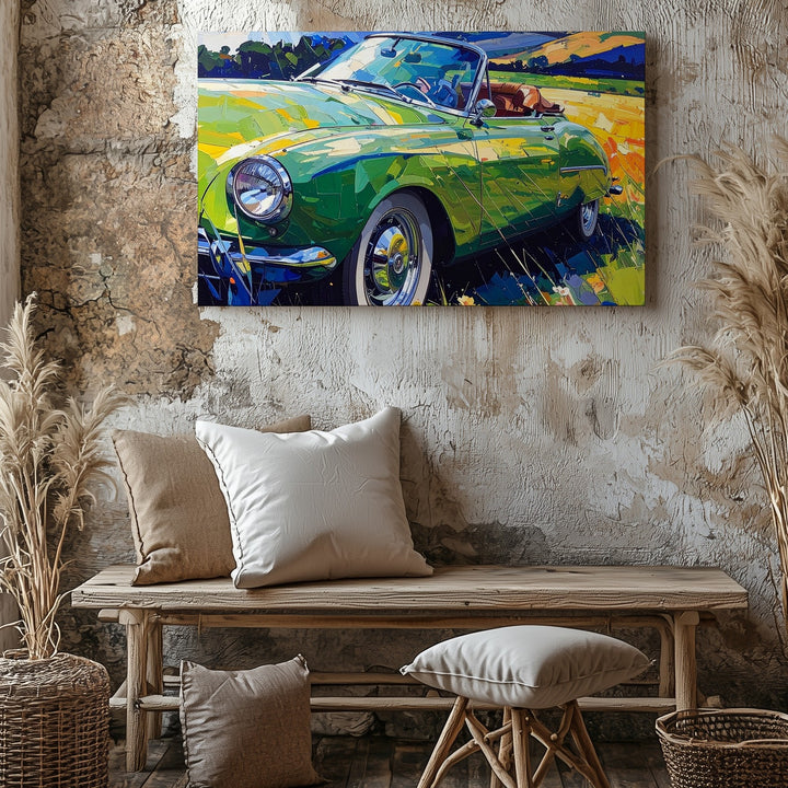 Van Gogh-Inspired Convertible Canvas – Vintage Sports Car in Vibrant Impressionist Style - Gifitto