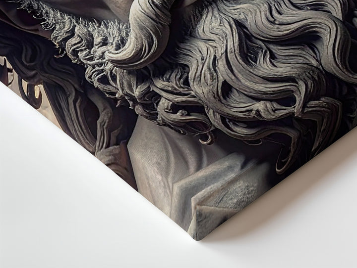 Wrath of the Divine Canvas – Grayscale God Bust with Lightning Energy - Gifitto