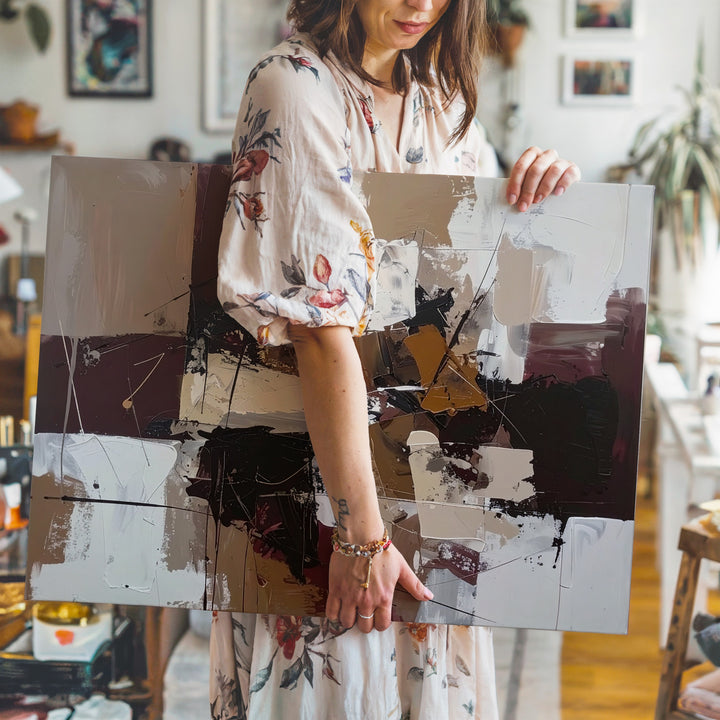 Raw Energy Canvas – Bold Abstract Art with Brushstrokes and Mixed Media - Gifitto