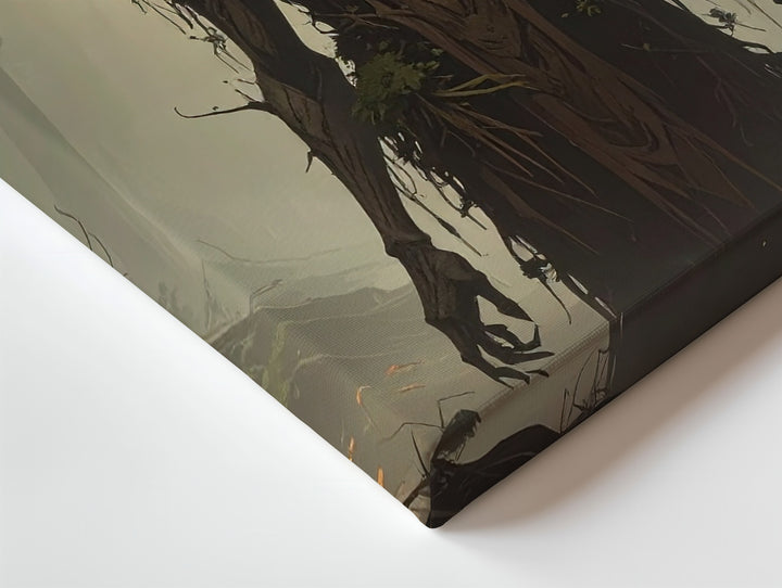 Antlered Forest Guardian Canvas – Dark Folklore Creature Wall Art - Gifitto